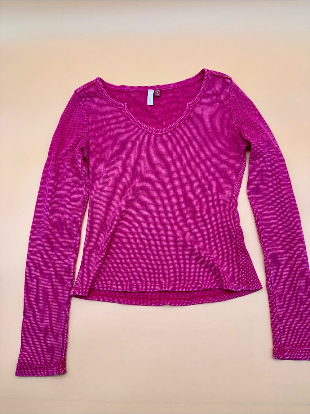 Pilcro Anthropologie Pink Waffle Knit Long Sleeve Top Size Medium